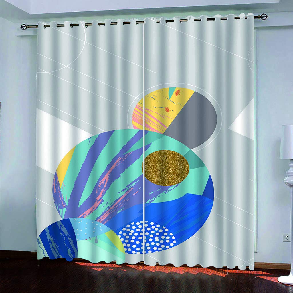 Maynuo Girls Curtains For Bedroom 3D Simple Geometric Circle Eyelet Top Curtain For 62X78inch Kids Window Treatments For Home Decoration Thermal