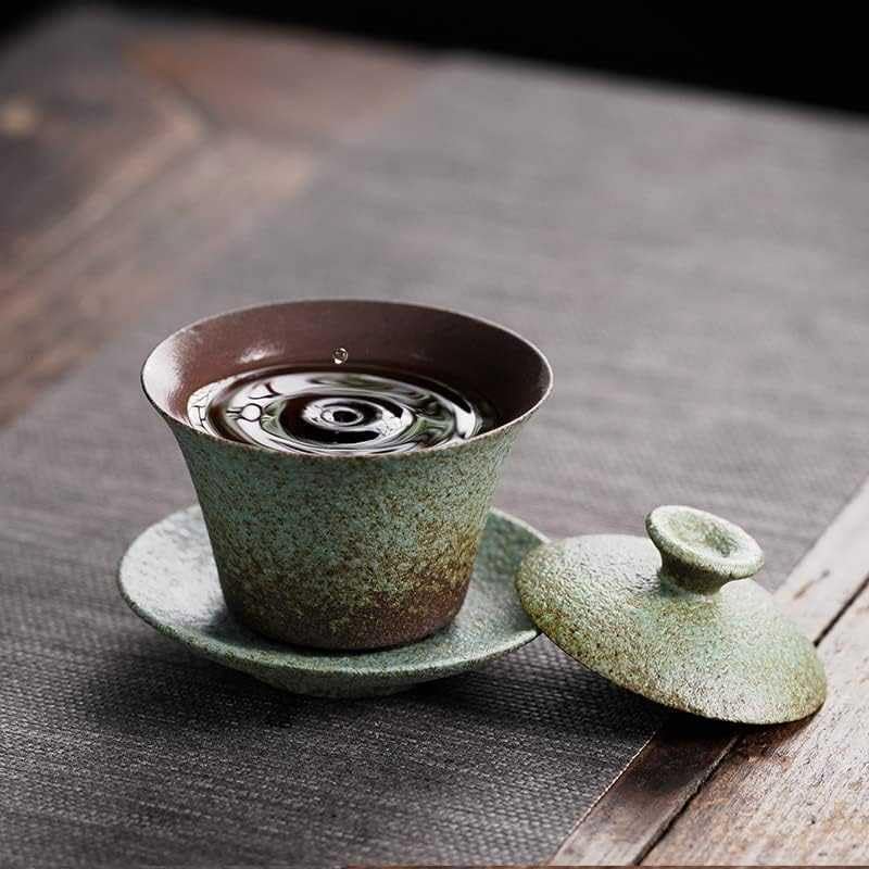 Taza de té de cerámica hecha a mano de Kung Fu – Taza de té de cerámica gruesa japonesa, juego de té pequeño retro en color verde