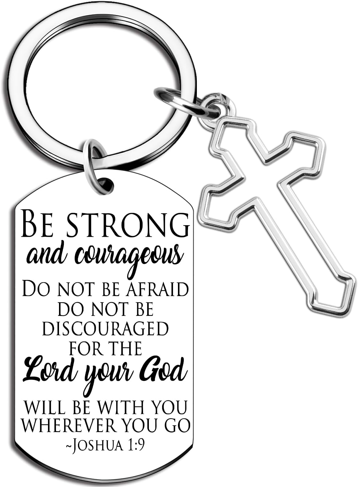 Bible Verse Keychain Be Strong And Courageous Cross Keychain Men Women Religious Gifts For Family Friend Birthday Christmas Thanksgiving Christian Gifts Inspirational Key Chain