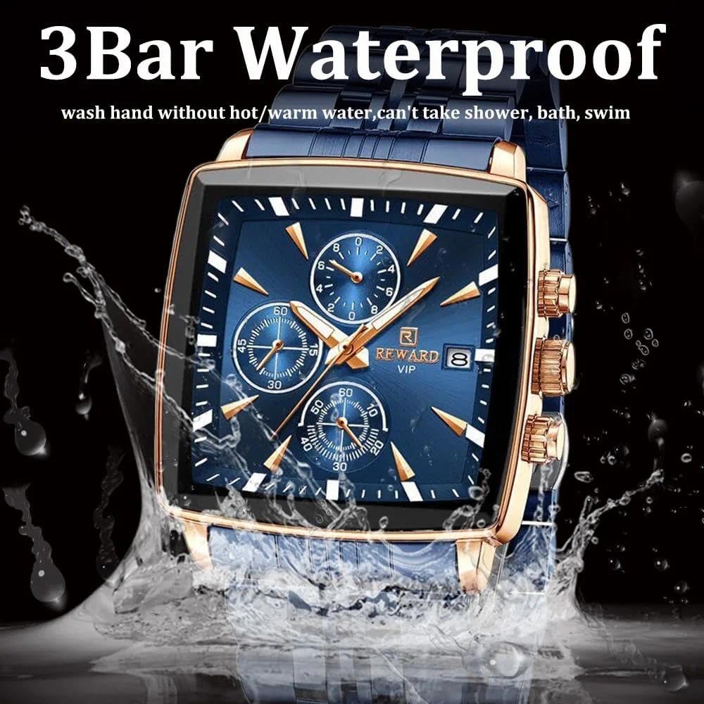 Reloj rectangular de cuarzo para hombre, reloj de pulsera de lujo, reloj de negocios, manecillas luminosas, resistente al agua