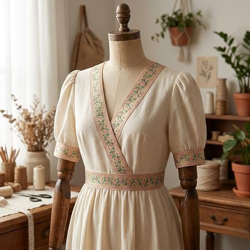 Miniatura 4 de IDONGCAI Cinta jacquard floral – Cinta de encaje bordada rosa de 5 yardas para decoración de bodas, manualidades, envoltura de regalos, costura,