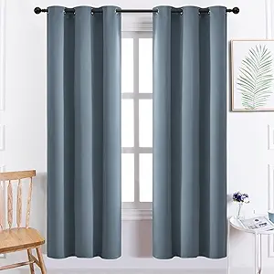 Yakamok Blackout Curtains Room Darkening Thermal Insulated with Grommet Window Curtain for Bedroom/Living Room(38Wx72L inch, Stone Blue, 2 Panels)