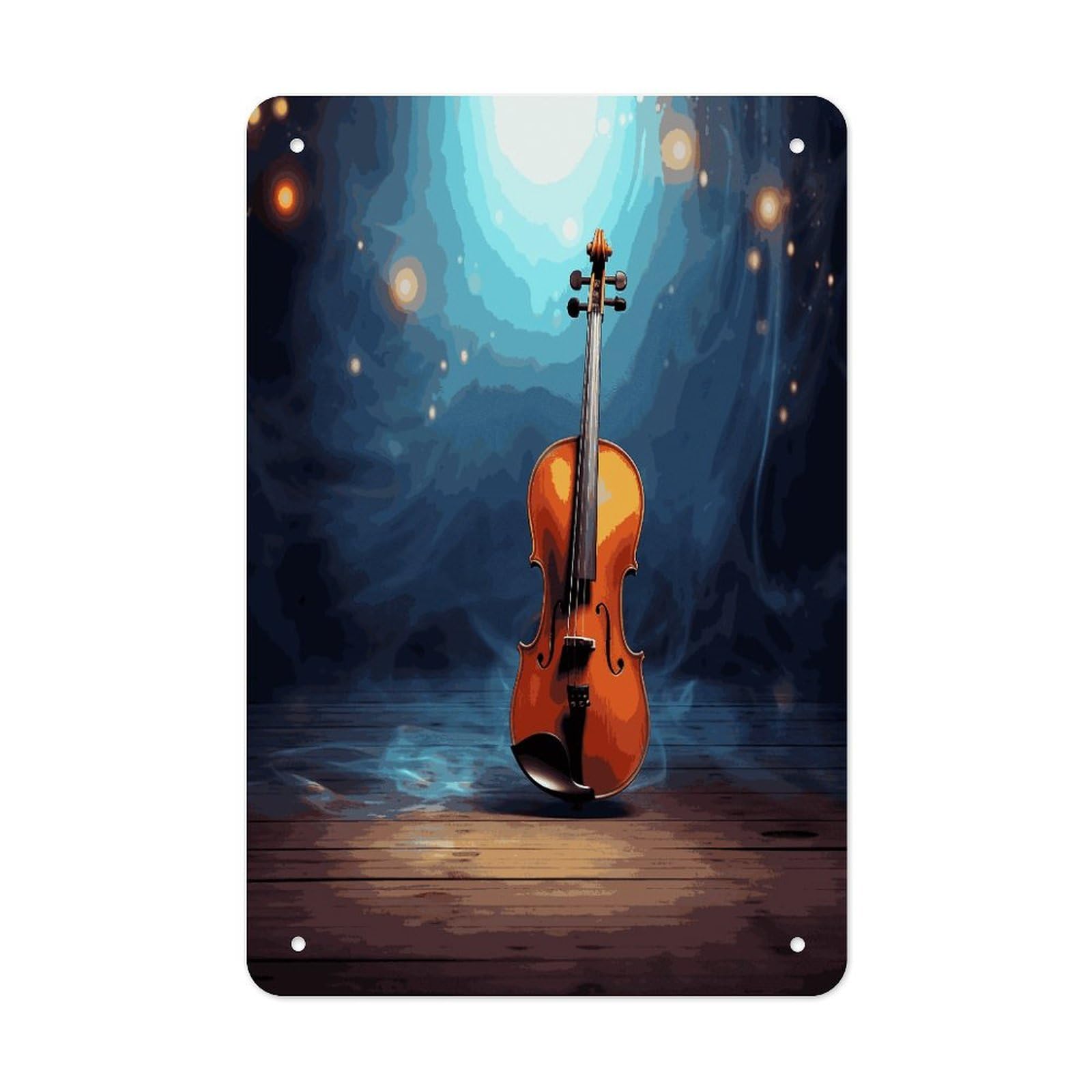 LDGSUPH Violin Poster Wall Art Prints Folded Edge Iron Sheet Painting with Holes for Wall Prints Decorative Picture Metal Signboard Decor Painting for Outdoor Indoor Wall Decor