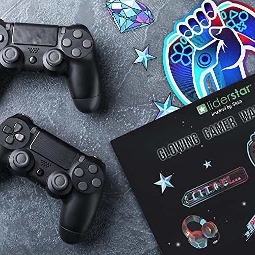 Glow In The Dark Gamer Wall Stickers: Signs, Stars, Dimond's, Controller Video Game Wall Decals Gaming Room Decor,Gift For Kids Boys Girls Men Teen #TOP4
