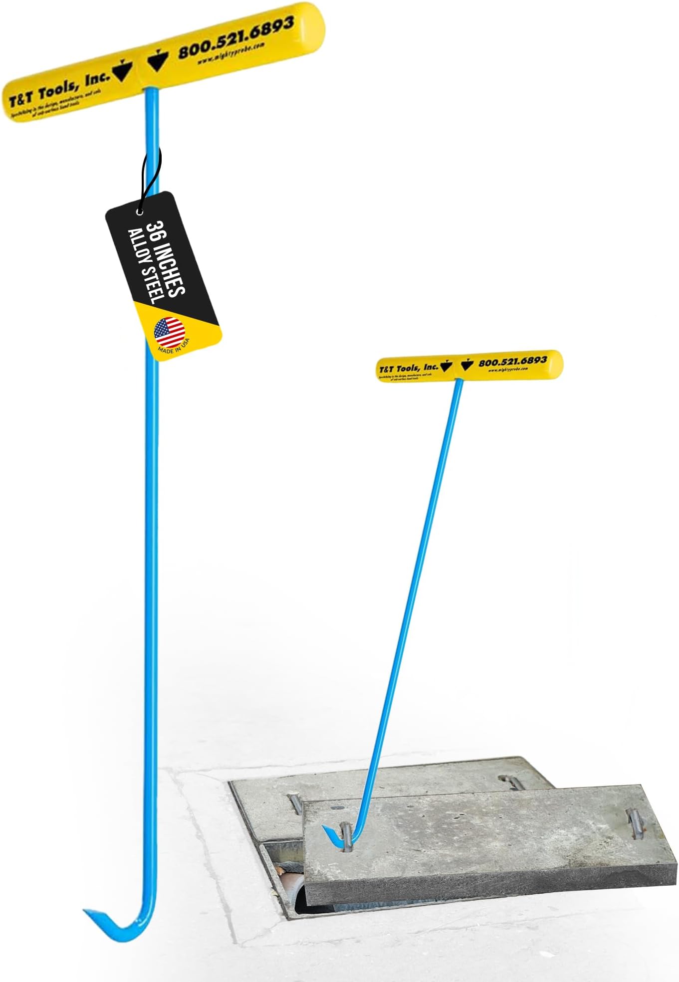 T&T Tools Heavy Duty Handy Hook – Portable 36 Inch with 3/8" Round Pump Hook End –Multipurpose Lifting and Pulling Tool for Manhole Covers, Septic Tanks, Storm Drains, Sewer Lids & More –1 Pack