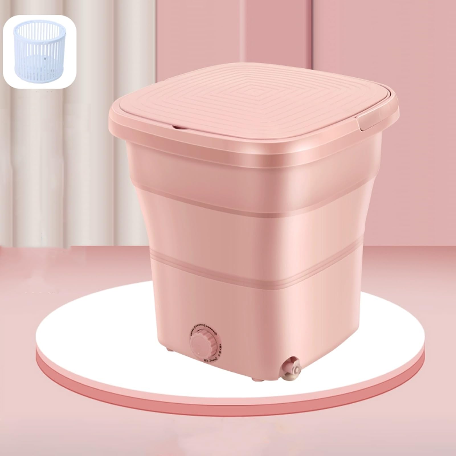 Lavatrice Portatile, Mini Lavatrice Pieghevole, Lavatrice da Campeggio Piccola, Lavatrice da Viaggio, per Appartamento, Viaggio, Casa, Lavatrice Biancheria Intima, Calzini, Vestiti(Pink)