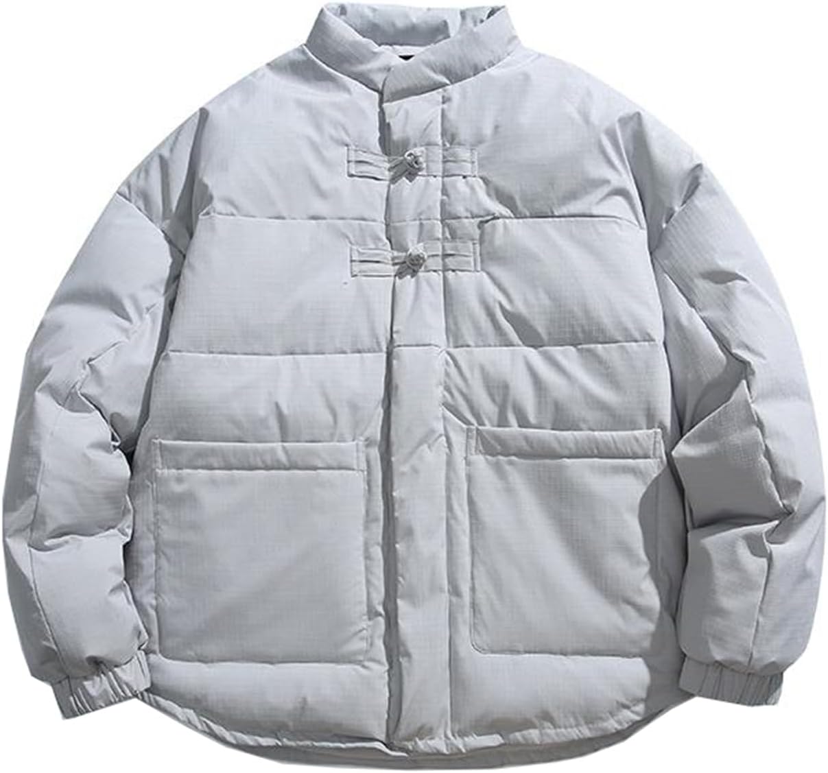 Chinese Style Workwear Jacket for Men, Frog Button Heavyweight Quilted Winter Coat