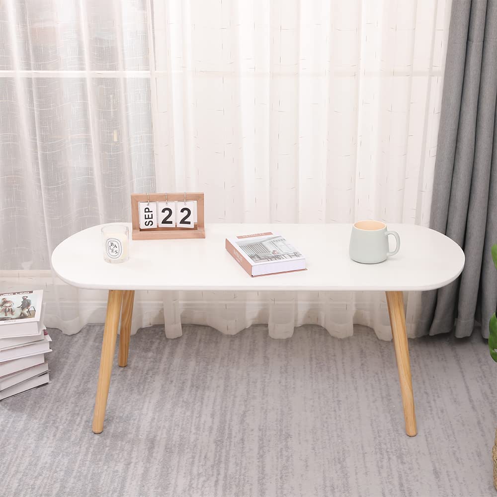HUOLE - Mesa de Comedor Rectangular escandinava, diseño de Madera para 4 a 6 Personas, Blanco, 110 x 50 x 45 cm, Color Blanco