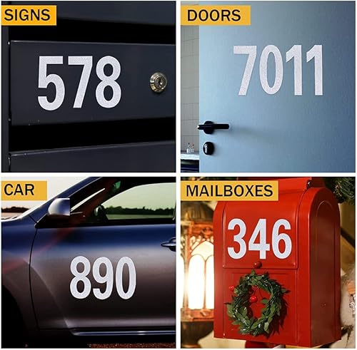 Miniatura 3 de Calcomanías reflectantes para números de buzón (0-9) incluyen 3 x 4 juegos de números de dirección de casa autoadhesivos impermeables para caja de