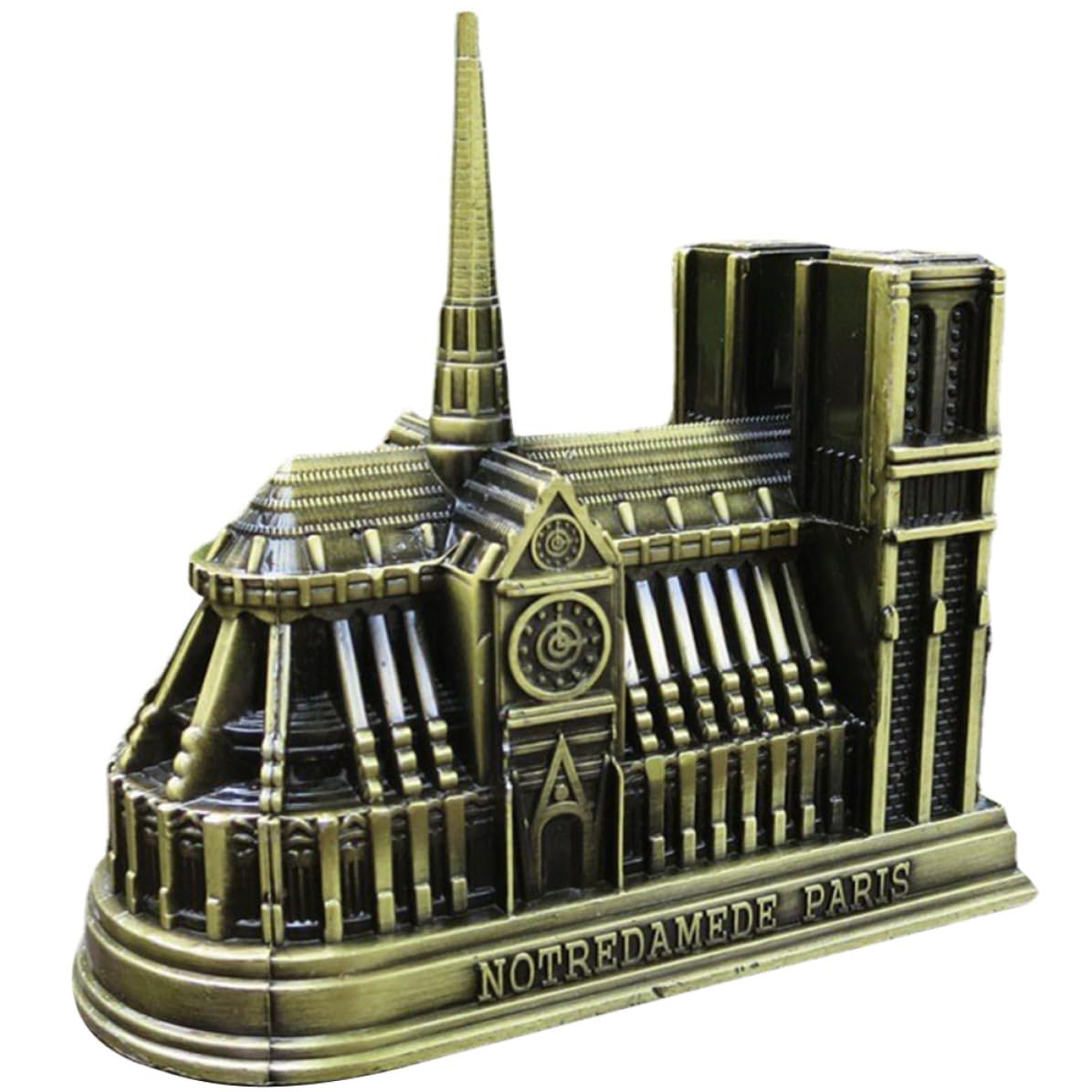 Estatua de Notre Dame vintage dorada para eliminar la monotonía del escritorio
