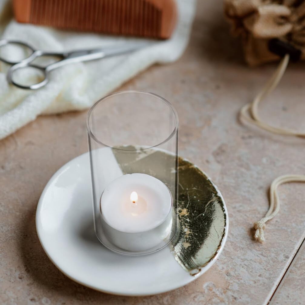 Candle Holder Sleeves 2Pcs Open End Clear Glass Cylinder Candle Holder Bottomless Candle Cover Candle Chimney Shade Tube Pillar Taper for Candles M/30 (Color : Transparent Size : 10.00X7.00X7.00CM) (