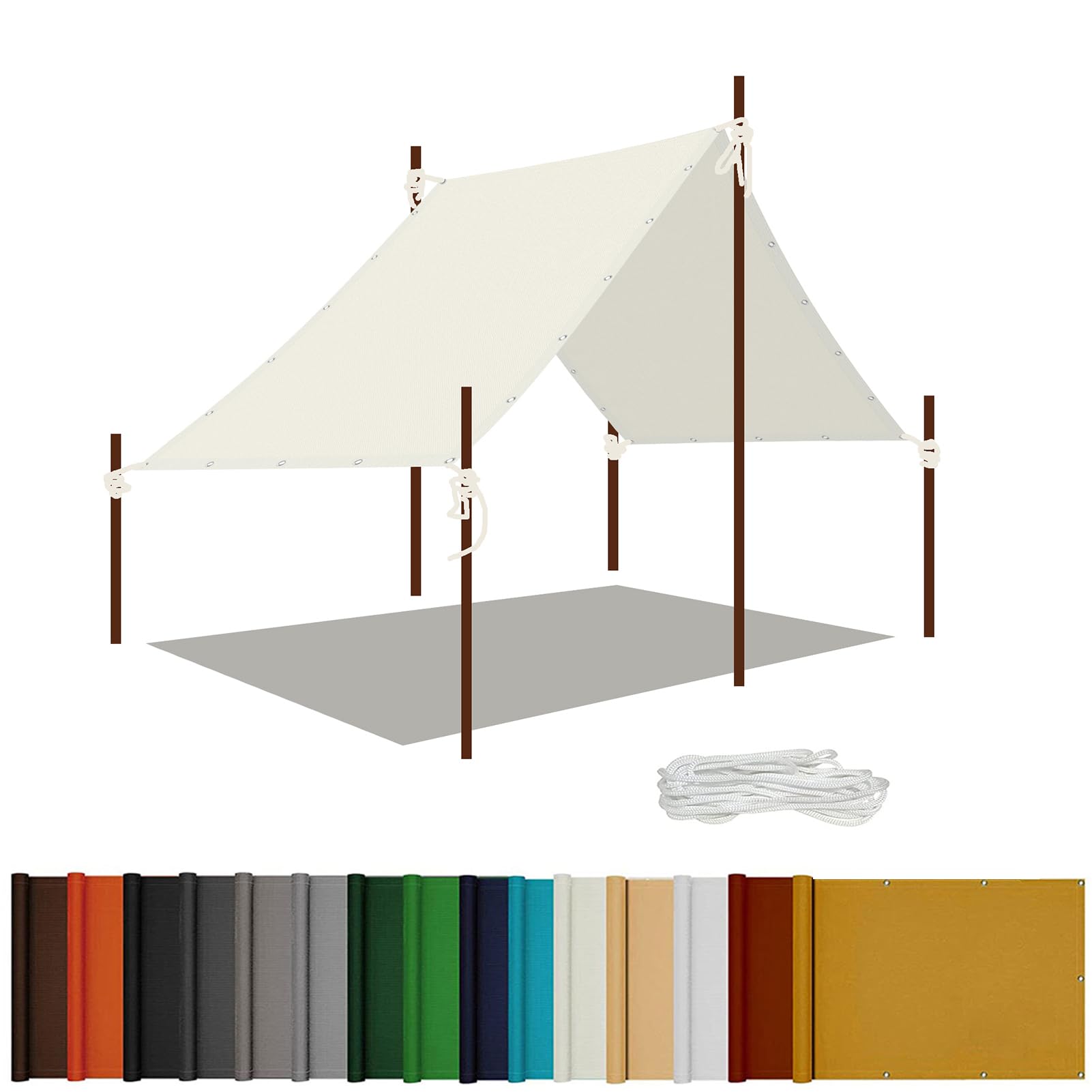 Voile d'ombrage carré 1.6x5.5m blanc cassé en polyester imperméable
