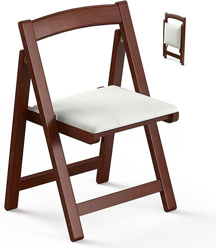 Silla plegable apilable de madera con cojín, 1 silla plegable portátil para eventos de oficina al aire libre, boda, fiesta, restaurante, sala de