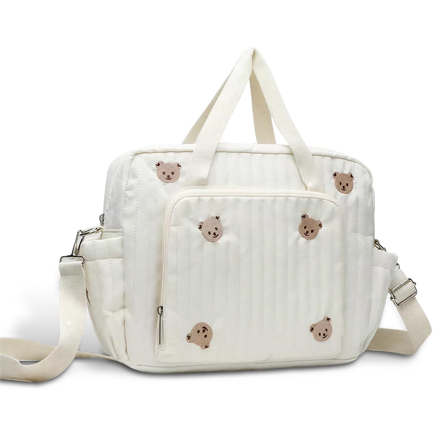 Cumnvulnt Baby Changing Bag & Hospital Maternity, Portable Multifunctional Nappy Bag for Travel, Hospital Birth & Pram, Mommy with Bear Embroidery, Perfect Baby Shower for New Mom