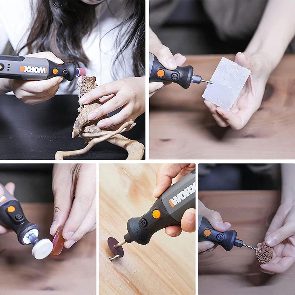 WORX WX106 - Macchina professionale per incidere con variatore di velocità, 8 V, 21 accessori