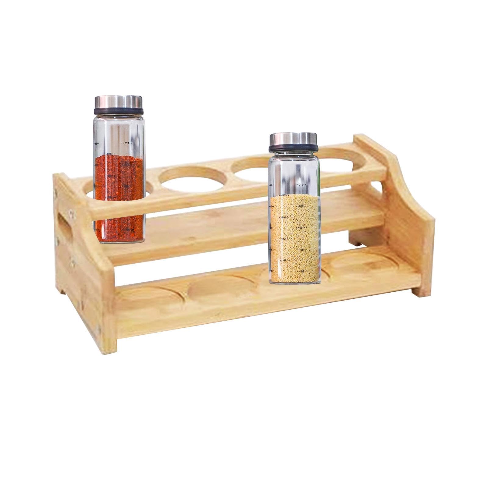 WDSOPK Adjustable 2-Tier Spice Rack Rotating Kitchen Storage Shelf Modern Compact Countertop Spice Rack for Jars Space-Saving Storage Solution