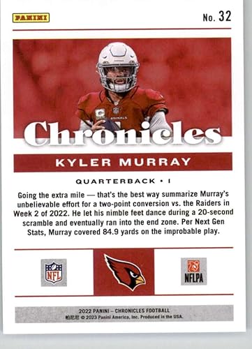 Miniatura 2 de 2022 Panini Chronicles #32 Kyler Murray Arizona Cardinals Football Trading Card