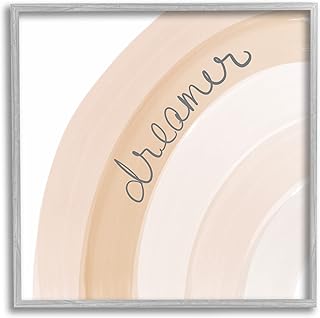 Stupell Industries Dreamer Cursive Calligraphy Pastel Rainbow Stripes Framed Wall Art, Design By Emily Navas