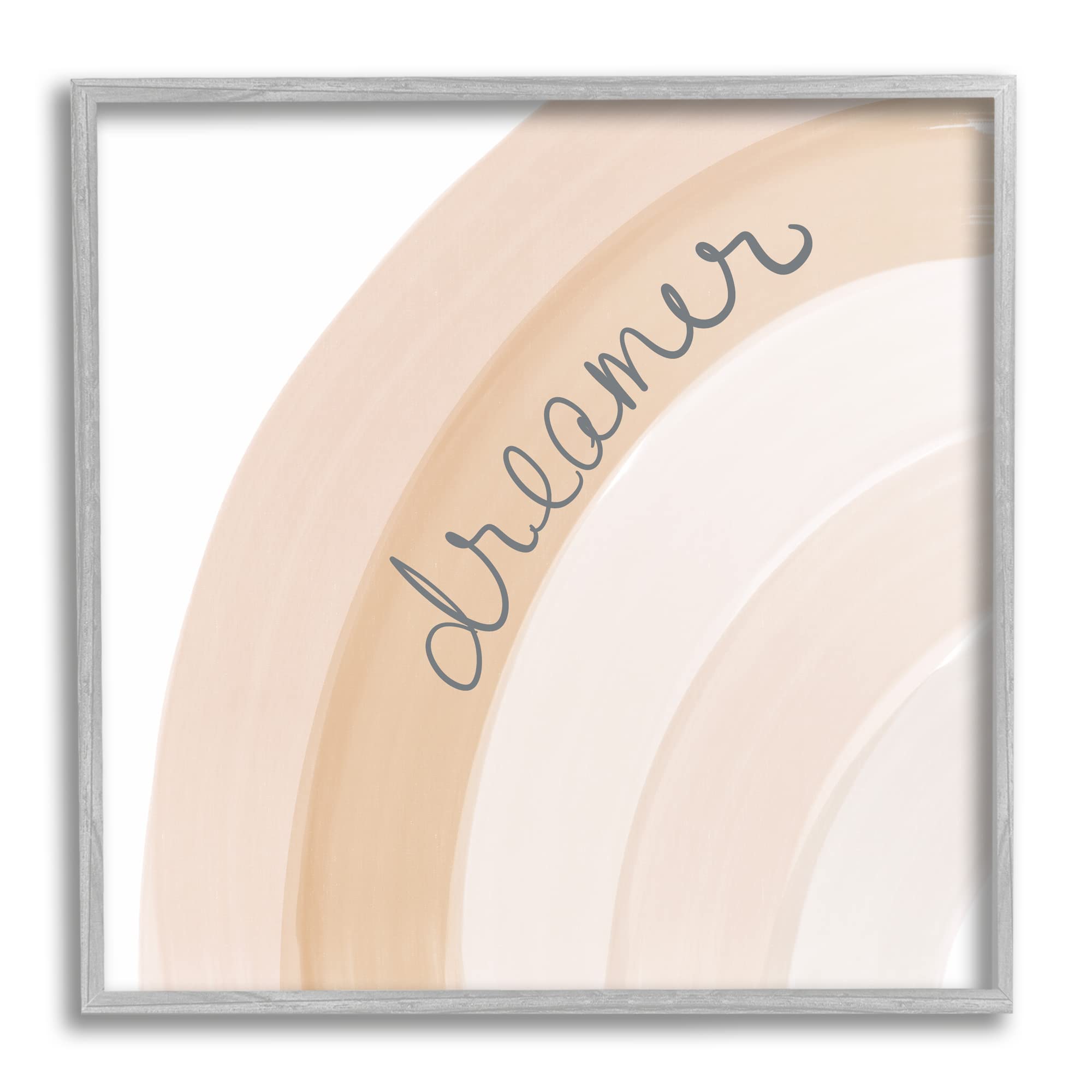Stupell IndustriesDreamer Cursive Calligraphy Pastel Rainbow Stripes Framed Wall Art, Design By Emily Navas