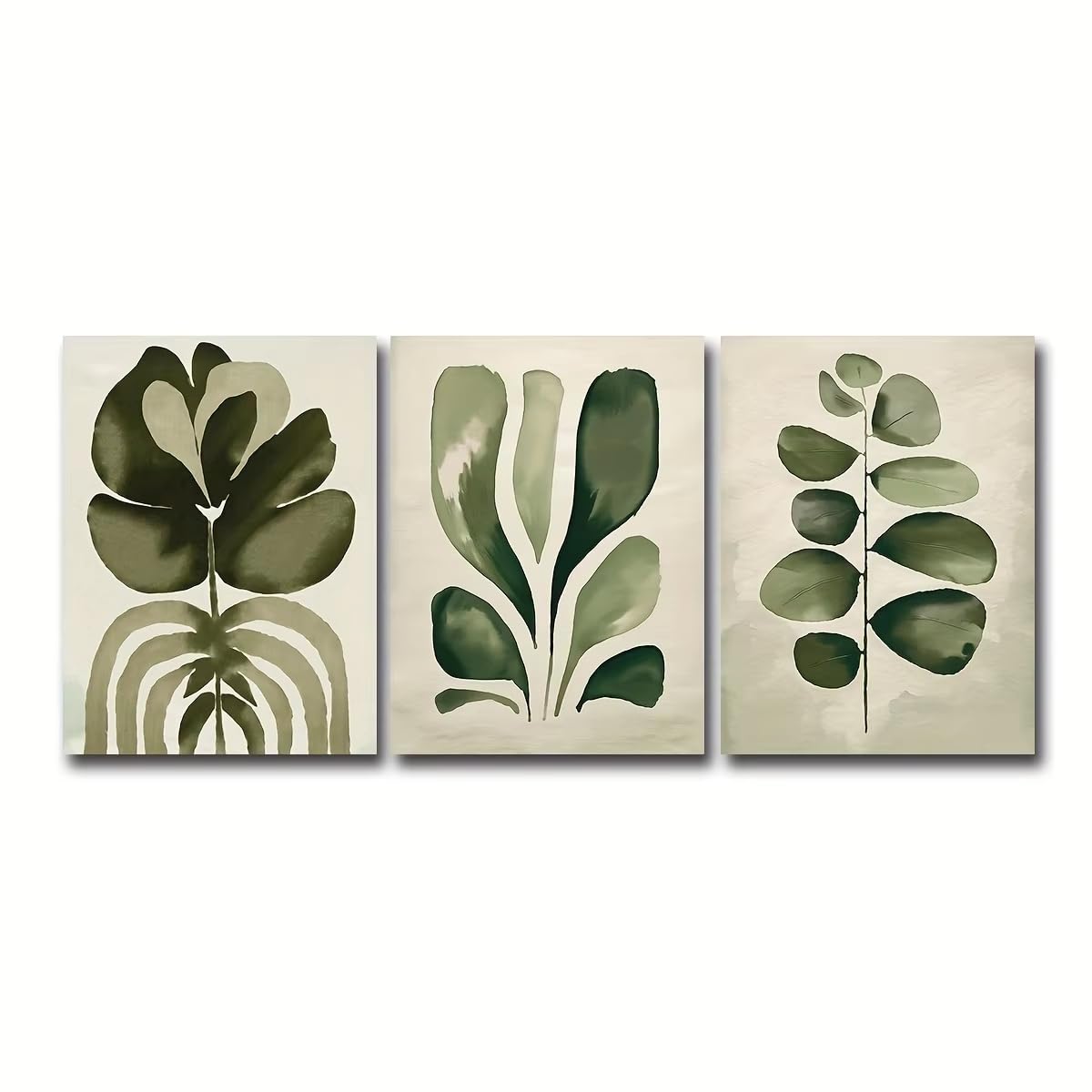 AEFOUU 3pcs Boho Scandinavian Green Plant Flower Poster Modern Botanical Abstract Art Prints Summer Wall Art Home Decor Picture(30x42cm/12x17in/Frameless)