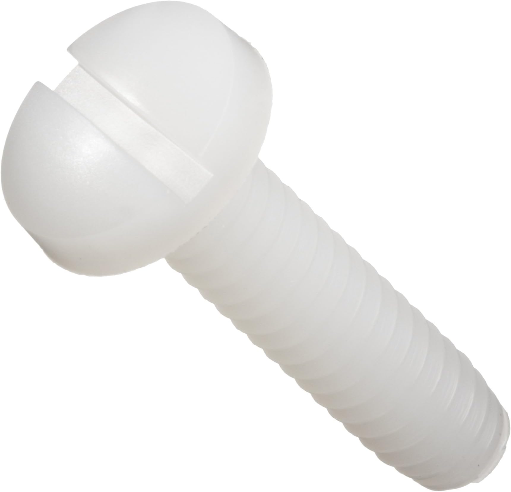 Nylon 6/6 Machine Screw, Plain Finish, Off-White, Binding Head, Slotted Drive, Meets ASTM D4066/ASTM D6779, 7/16" Length, Fully Threaded, #10-32 Threads (Pack of 100)