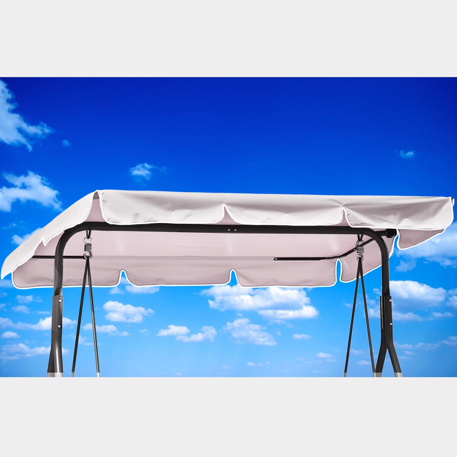 Housse de toit de rechange pour balancelle hollywoodienne - 210 x 145 cm - Imperméable, coupe-vent, indéchirable, tissu en polyester, anti-UV, anti-poussière, 250 x 190 cm, blanc