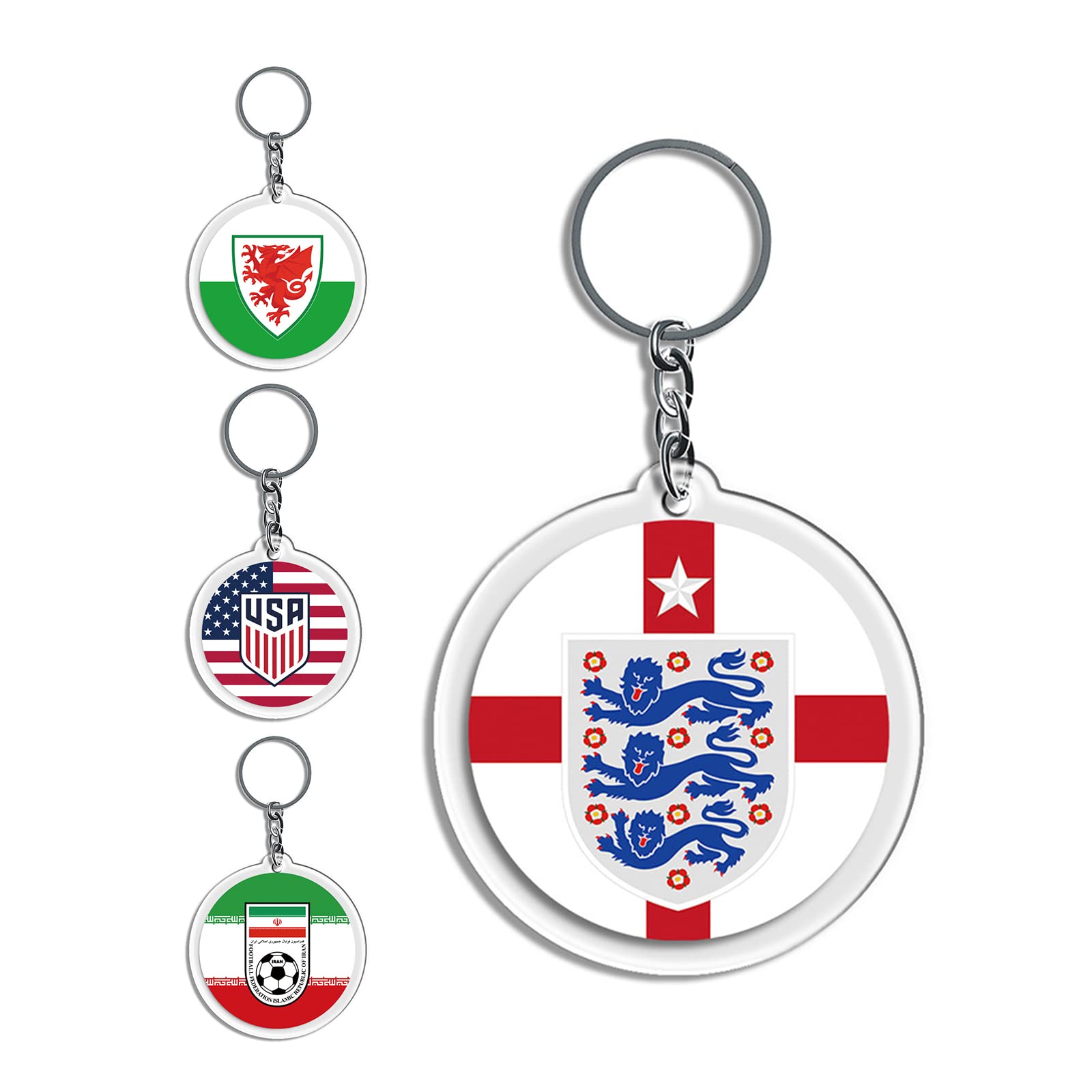 2022 Football Keychains, 3D Soccer Keyring 32 Countries Teams with Chain, Baytion Sport Goods with Logos Team Flags Competing in the Cup (1 or 4PCS)