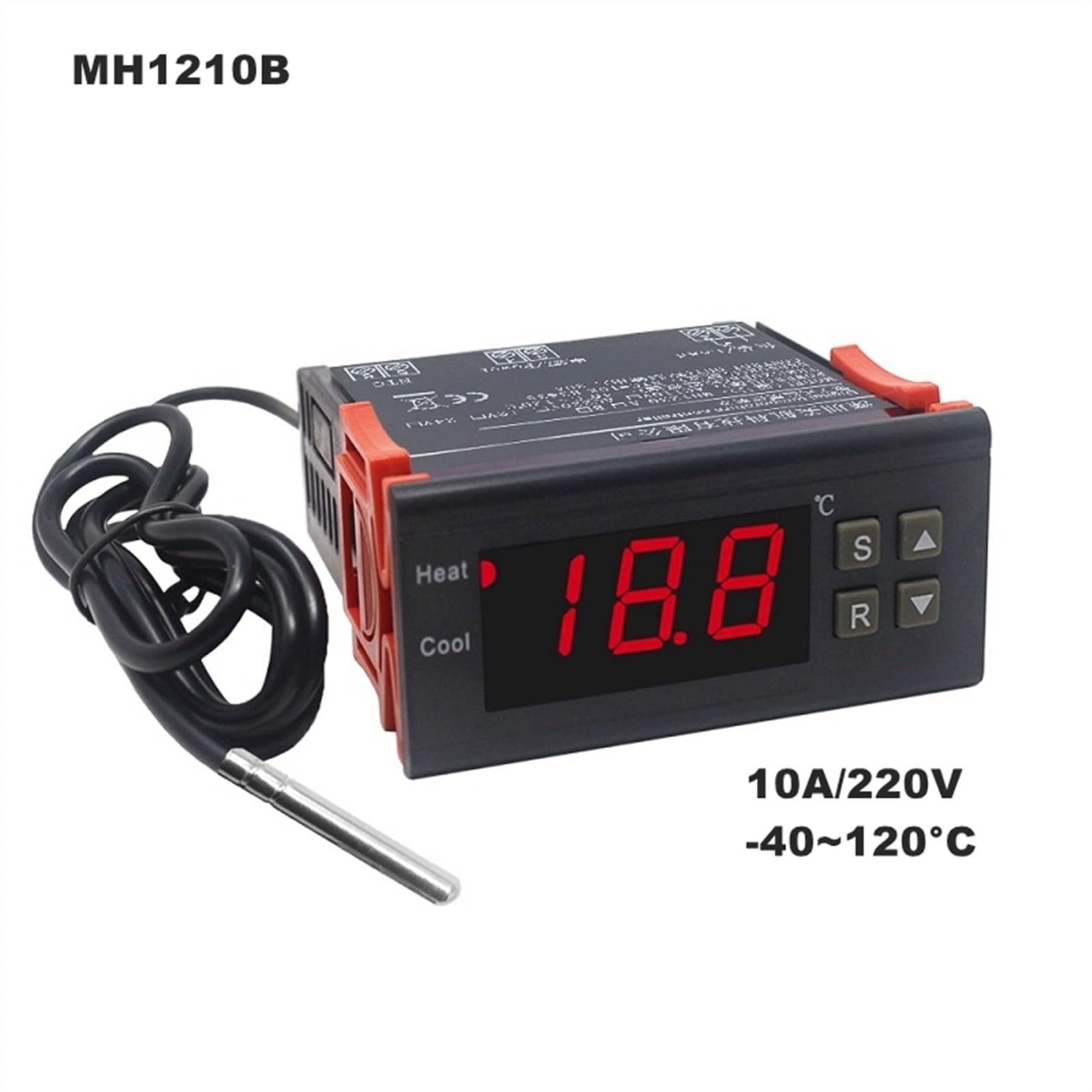 MH1210B Regolatore Termostato Digitale di Temperatura 10A 220V 40~120C for Incubatrice con Termocoppia NTC