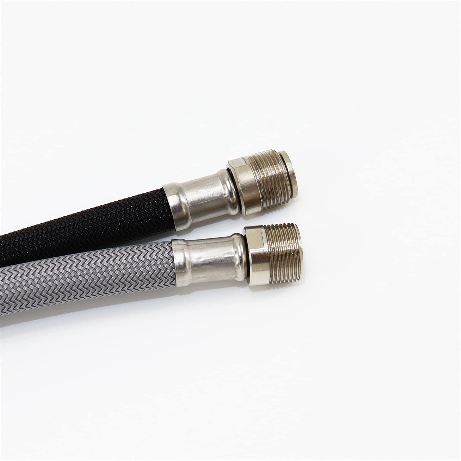 Manguera de ducha flexible de 60 cm, M15 x 1, tubo de agua de nailon trenzado, manguera de grifo negro/gris para fontanería, diseño sin enredos, resistente a alta presión