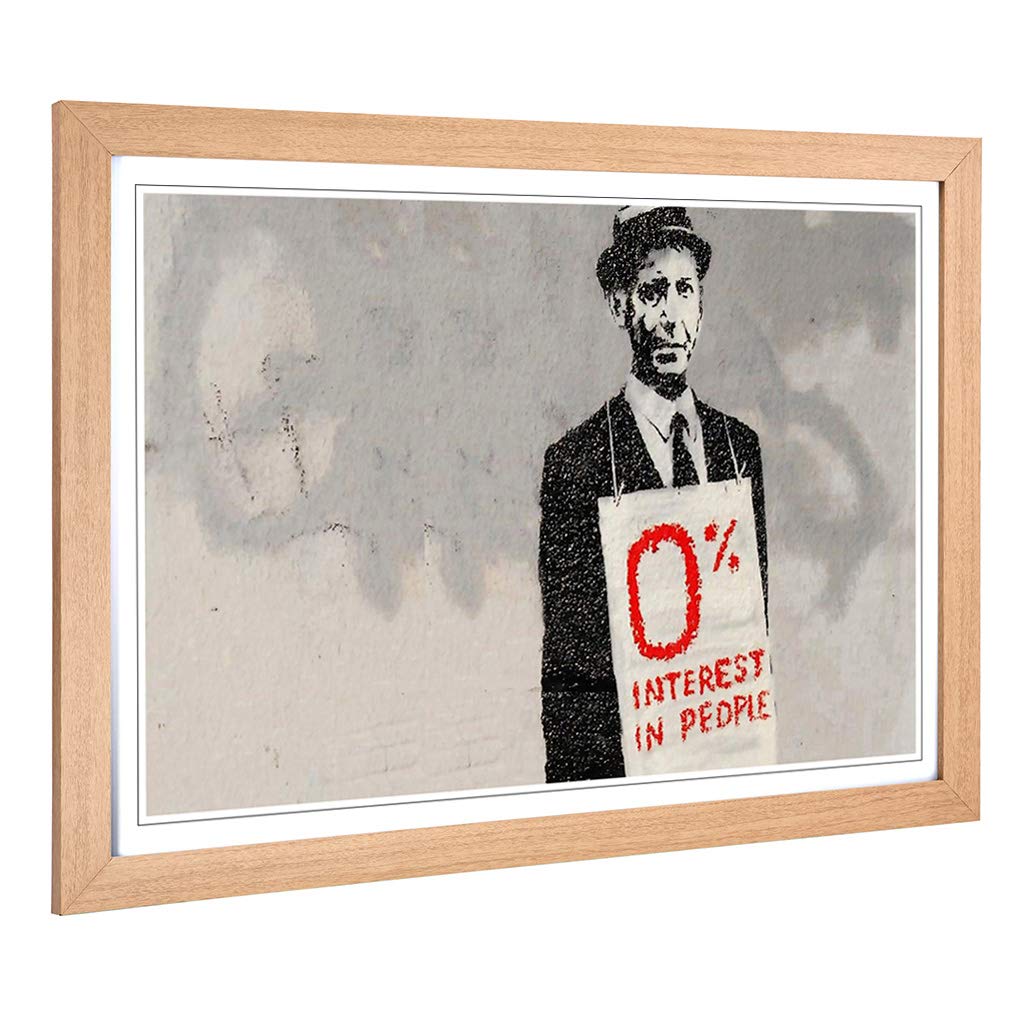 Big Box Art Framed Print of Banksy Interest Graffiti Design | Wall Art Picture | Home Decor for Kitchen, Living Room, Bedroom, Hallway, Oak, A2 / 24.5x18 Inch / 62x45cm