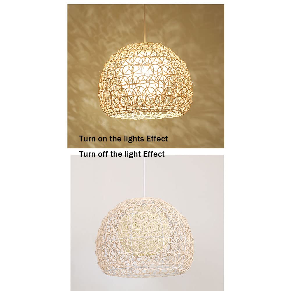 CHENKUI Lámpara Colgante De Mimbre De Bambú, Decoración De Nido De Pájaro, Pantalla De Lámpara Iluminación De Lámpara Colgante Tejida De Mimbre para Interiores Lámpara De Techo De Estilo Asiático