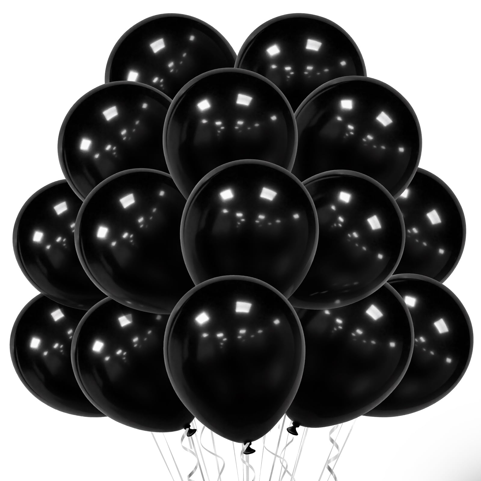 Ainiv Black Balloons 60 Pack, 12 inch Party Balloons, Thicken Latex Balloons for Birthday Party Halloween Easter Graduation Wedding Bridal Shower Decorations