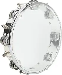 RiToEasysports Tambor de Mão de Metal de Fileira Dupla Com Tom Ajustável, Tambor de Mão ABS para Concertos de Igreja de Todas As Idades, Tamanho de 10 Tamanhos (Transparente)