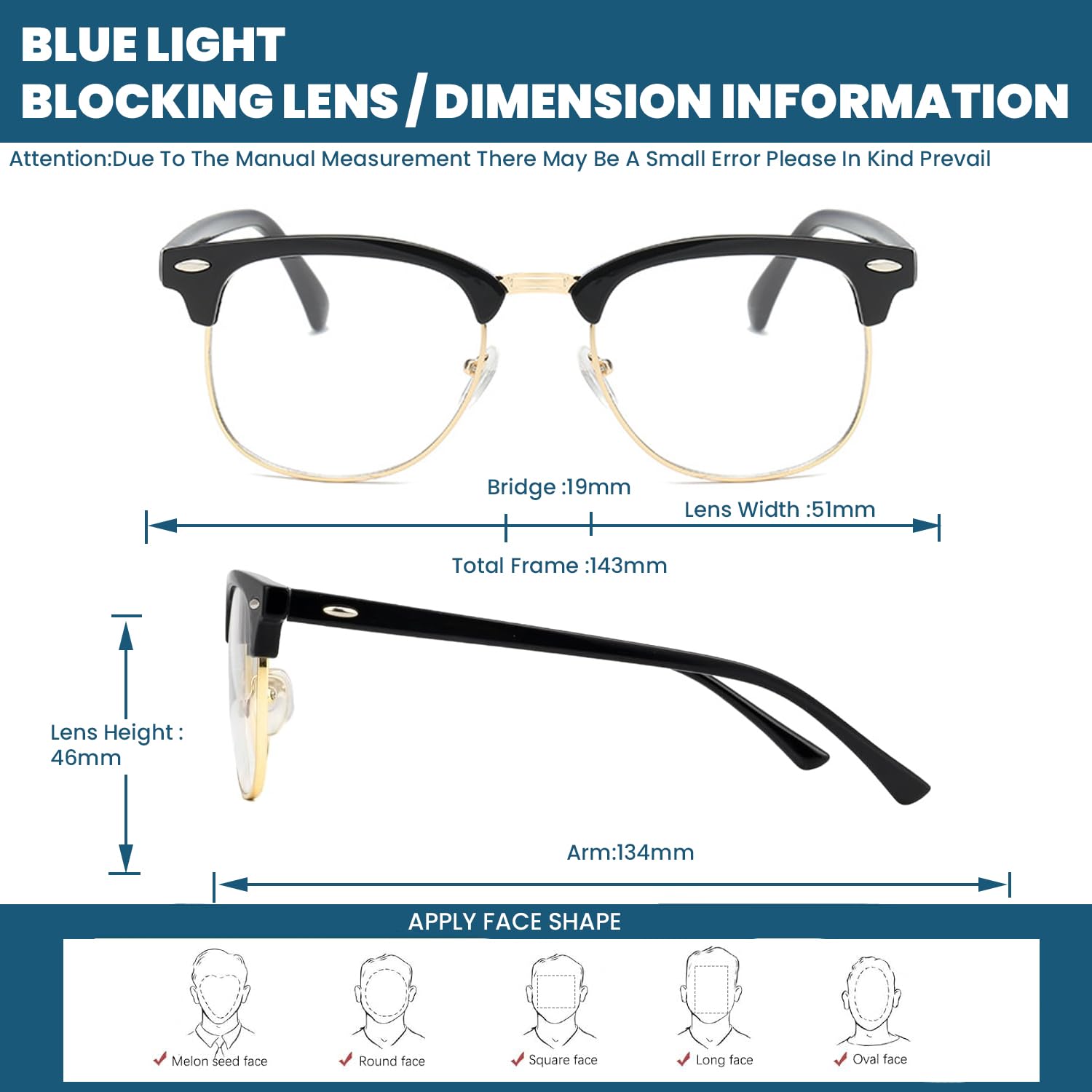 GYU Lunettes de lumière bleue - Bloque la lumière bleue - Pour jeux, lecture, télévision, ordinateur avec blocage de la lumière bleue