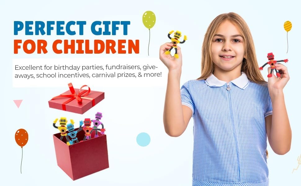 Miniatura 4 de AMERICAN WIT Figuras de robots de goma flexibles flexibles y coloridos (4 pulgadas), juguetes sensoriales para aliviar el estrés. Gran recuerdo de