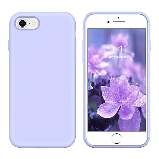YINLAI iPhone SE 2020/2022, 8 & 7 Liquid Silicone Case - Slim Shockproof Protective Cover for Women, Men, Girls - Lavender Purple
