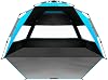 OutdoorMaster Beach Tent with Blackout Shelter Technology, Portable Sun Shade Shelter 4 Person, Pop Up Beach Tents with UPF 50+ UV Protection, 9.5mm Thick Pole, 3 Ventilating Mesh Windows -Blue
