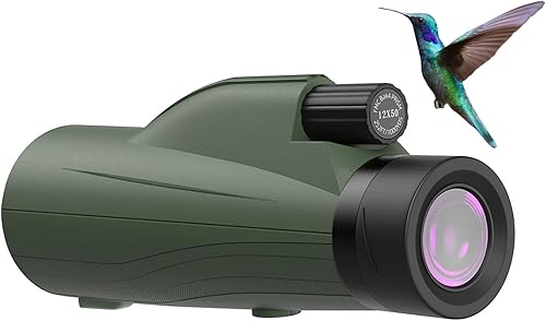 12X50 Monoculars for Adults High Powered Panoramic Low-Light Night Vision Monocular Portable Telescope - Waterproof Monoculars -BAK4 Prism FMC for Bird Watching Hunting