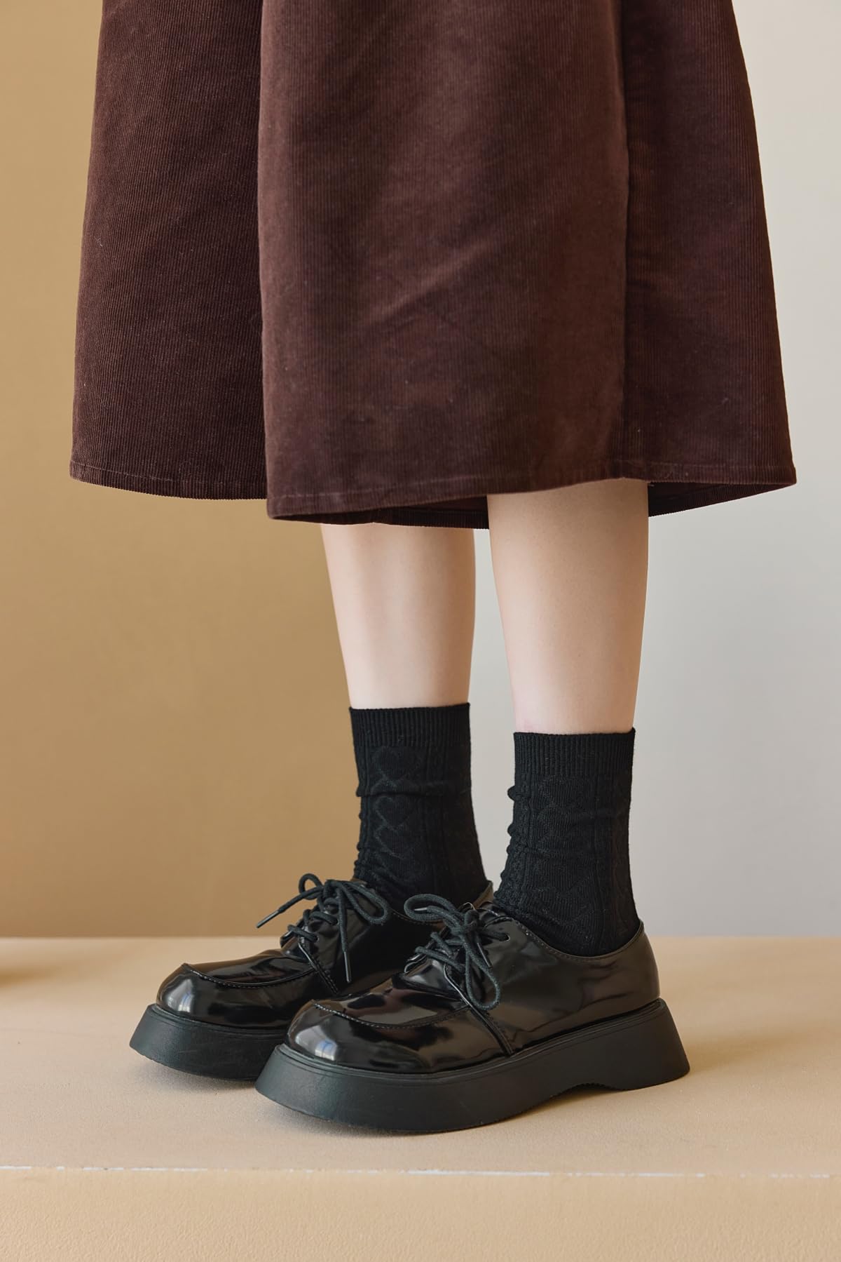 Rehelu Chaussettes mignonnes en tricot cœur pour femme - Style décontracté - Athlétique - En coton