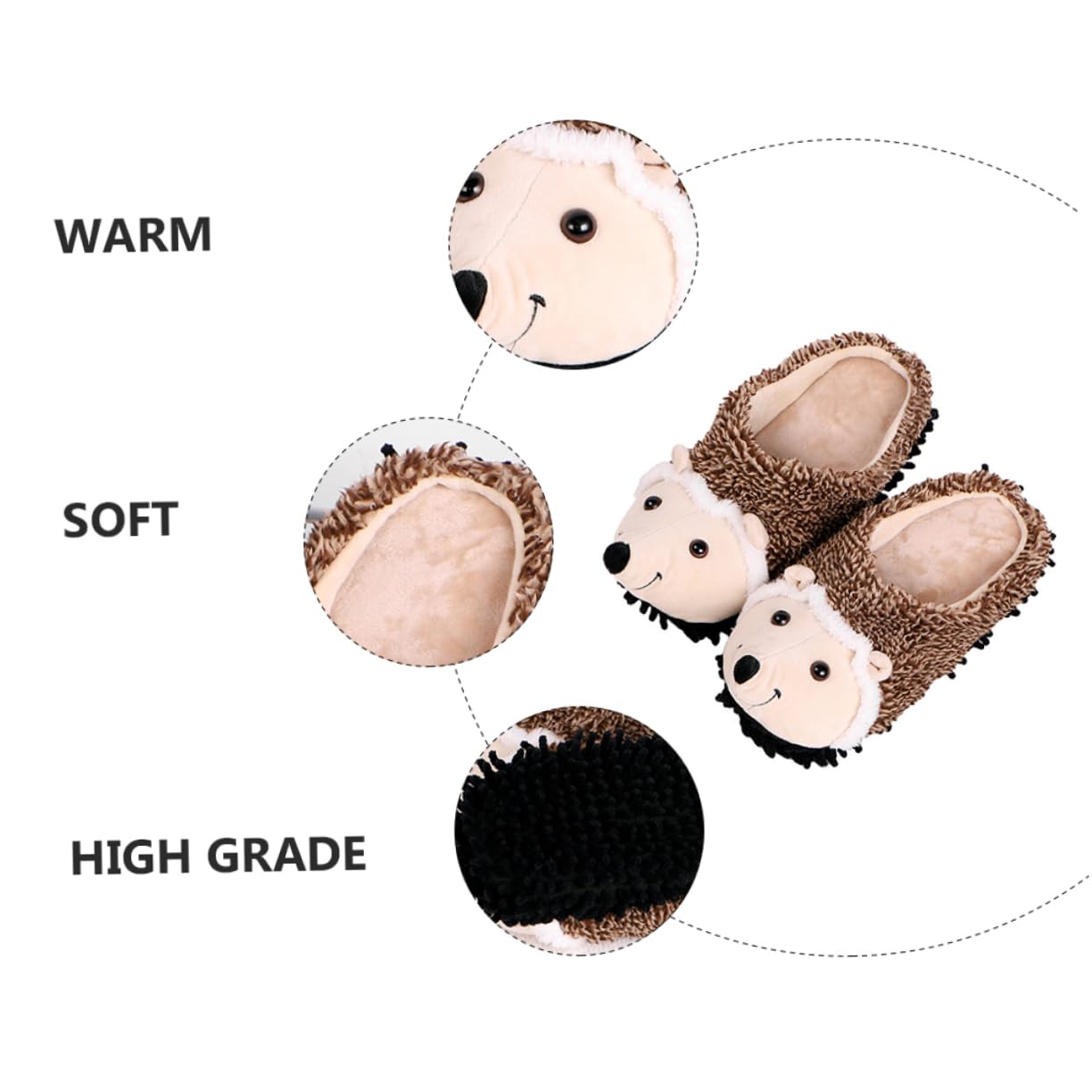 Pantuflas De Erizo Zapatillas De Casa Para Mujer Zapatillas Peludas y Esponjosas Pantuflas De Animales De Espuma Zapatilla De Felpa De Lana Para Mujer Divertido Felpa Corta