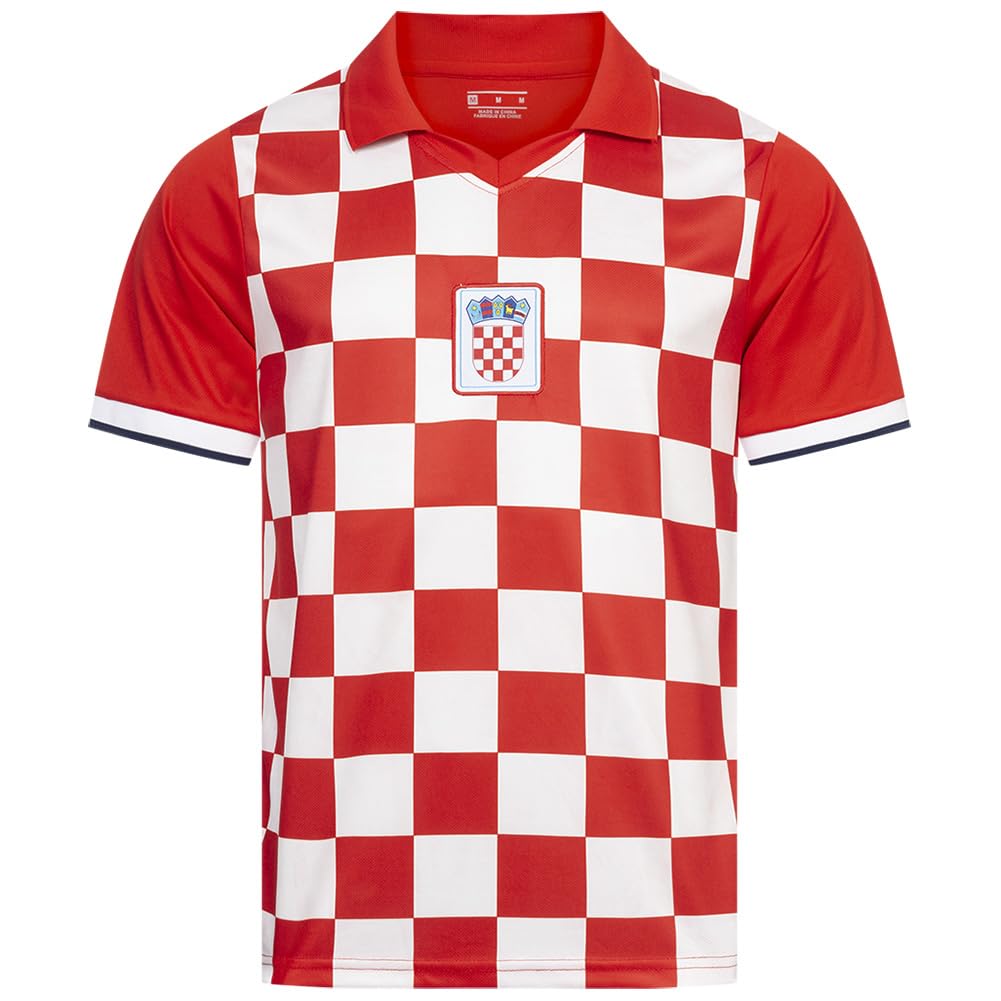 Jelex Men's Croatia Retro History Jersey With Embroidered Logo And Short Sleeves, Nostalgia Design For Football Fans Ideal For Collectors, M
