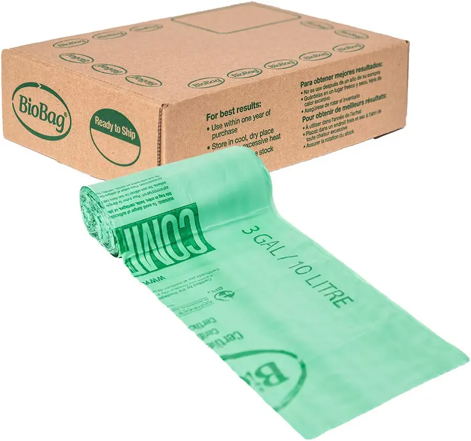 BioBag (USA), The Original Compostable Bag, 3 Gallon, 100 Total Count, 100% Certified Food Scrap Bags, Kitchen Compost Bin Compatible