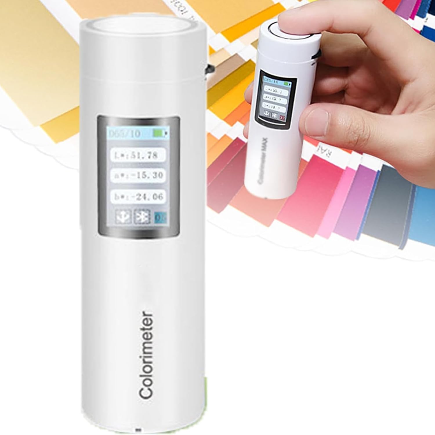 Colorímetro de mano, espectrofotómetro portátil con diseño de ruta óptica dual, búsqueda de código de color RGB, análisis RAL y de color para calibración del monitor