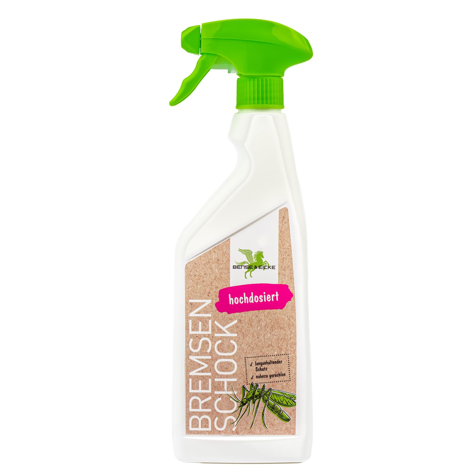 Bense & Eicke BremsenSchock 500 ml - Insektenschutzspray für Pferde, Schutz vor Bremsen, Mücken, Fliegen und Zecken, ohne Farbstoffe