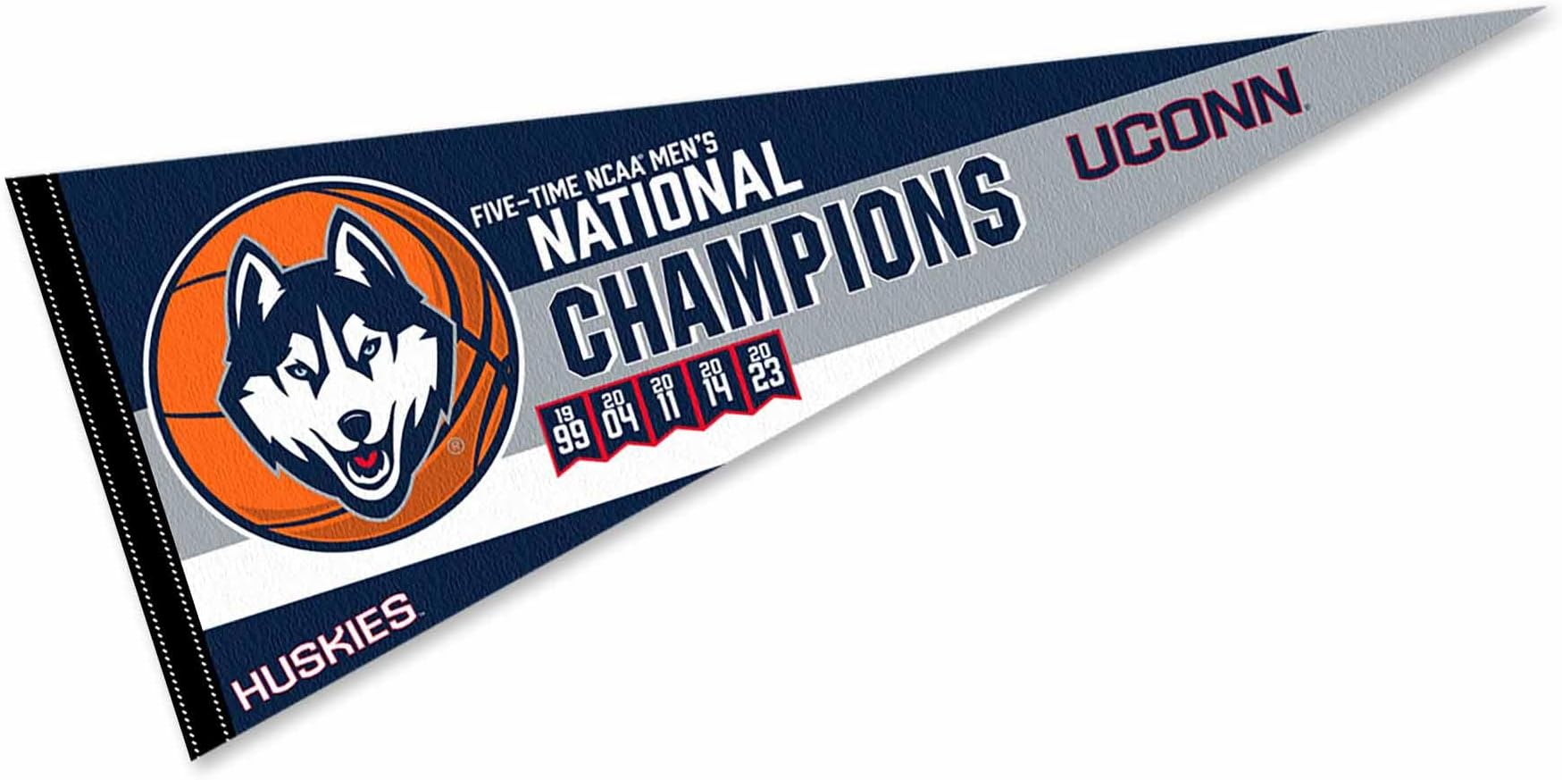 College Flags & Banners Co. University of Connecticut UCONN Basketball 5 Time National Champions Pennant Banner Flag