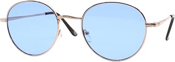 Unisex Panto Sunglasses Gold Metal Round Frame Color Lens UV 400