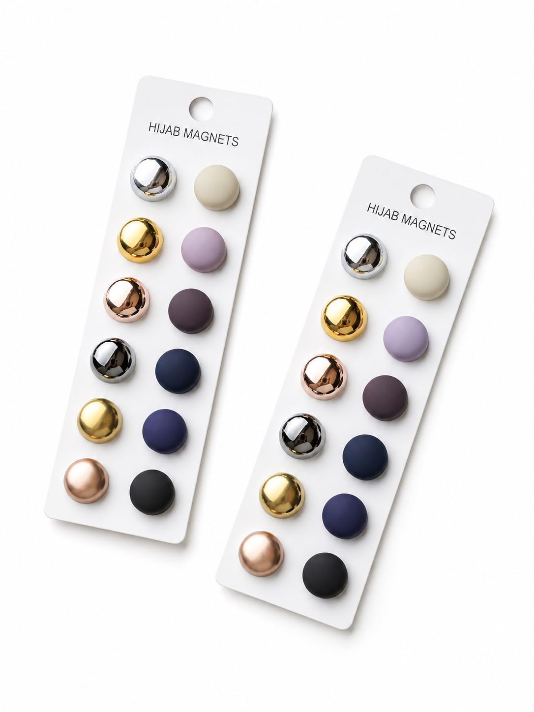 Hijab Magnets, No-Damage Magnetic Pins, Multicolour, Pack of 12 Slips with 12 Magnets Each, Glossy Magnetic Brooch pin.-image-28