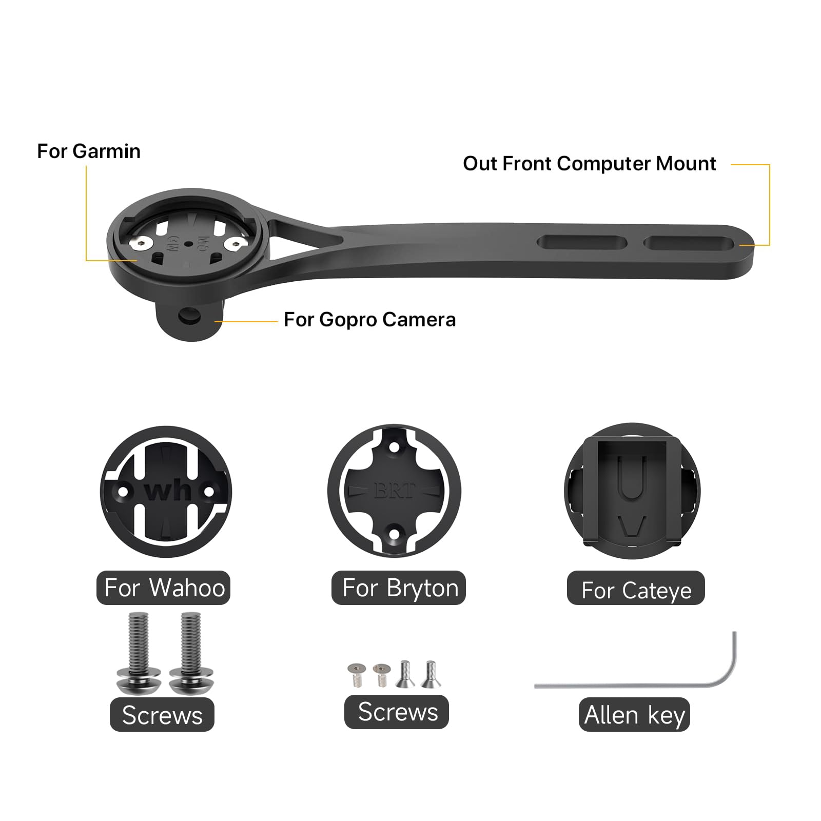Soporte frontal para computadora para bicicleta, manillar aerodinámico integrado, soporte frontal para bicicleta de carretera, soporte para bicicleta Garmin compatible con computadora de bicicleta