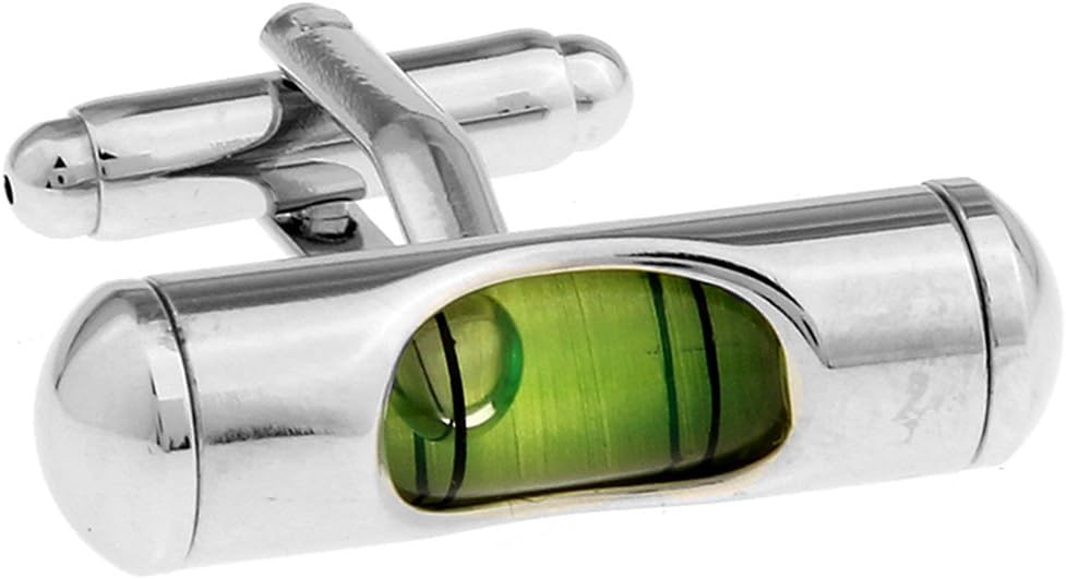3D Spirit Level Cufflinks Tools Cuff Links Engineer (Green)