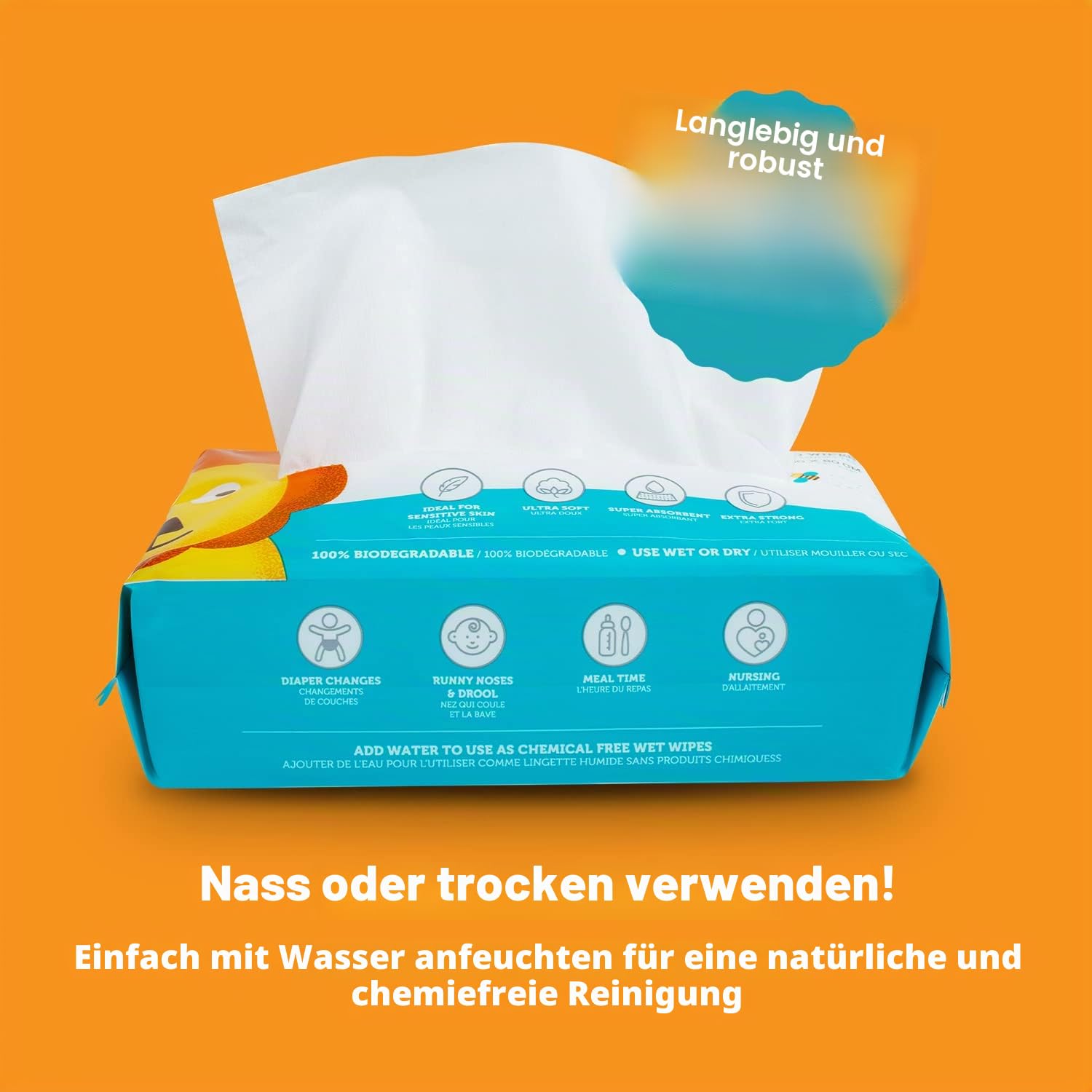 100% Pure Cotton Dry Wipes